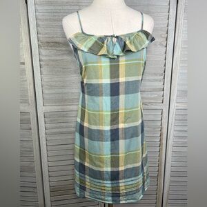 LOFT Plaid Mini Sundress 90's/Y2K Blue/Green Multi-0